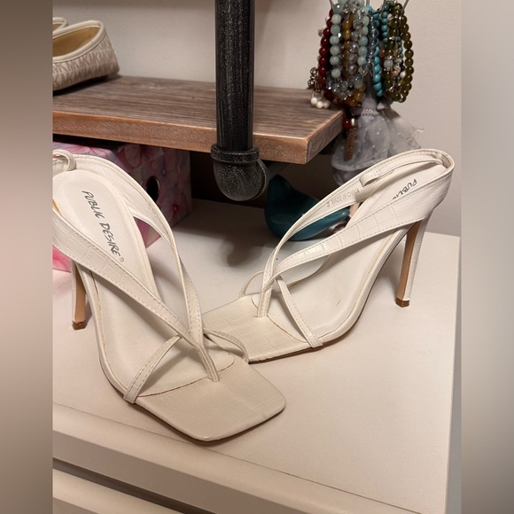 Public Desire White Strappy Heels - Picture 3 of 6